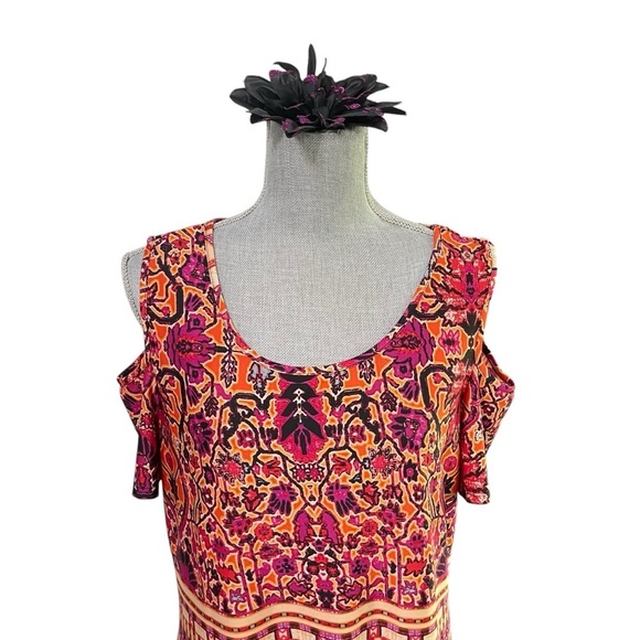 Emma & Michele Tribal Multicolor maxi dress, Pink, orange, black soft, size L - Picture 5 of 14
